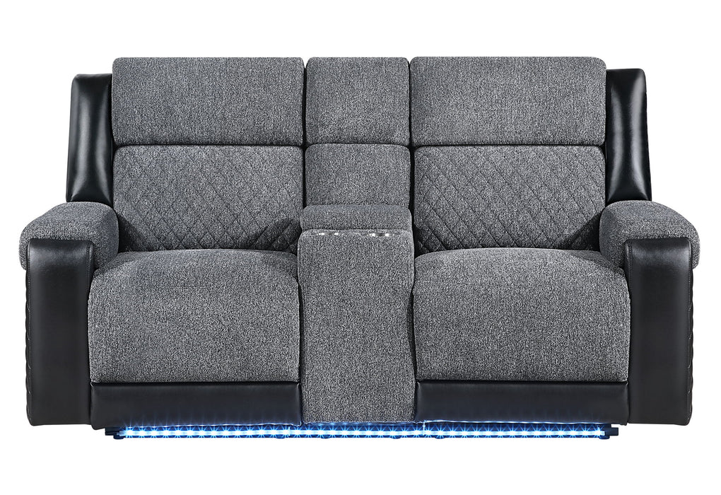 U5914 - Console Reclining Loveseat And Recliner Sofa - Black / Gray - alternate view 3