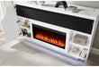 Aveena - 76" Entertainment Unit With TV, LED, Speakers, Crystal Inserts And Pop Up Center Doors - White - alternate view 3