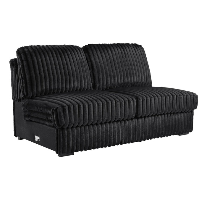 U259 - Corduroy Power Reclining 4 Piece Sectional With 2 Wireless Charger - Black - alternate view 3