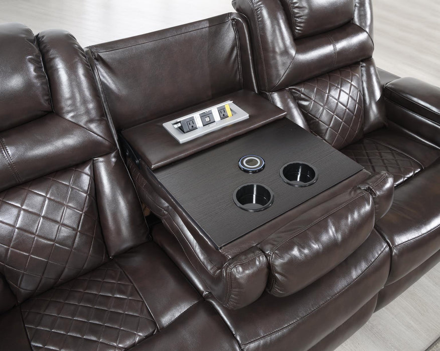 U104 - Power Reclining Sofa - Dark Brown - alternate view 4