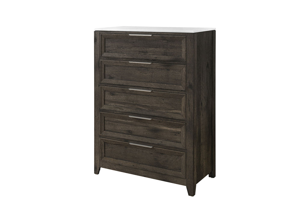 Mariah - 5 Piece King Bedroom Set (Bed, Dresser & Mirror, Nightstand, Chest) - Dark Brown - alternate view 4