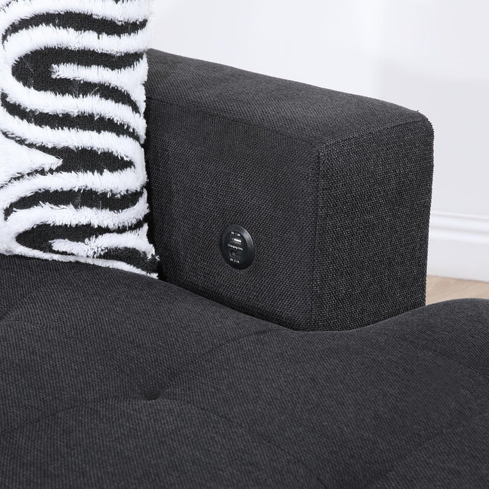 U274 - 3 Piece Sectional With USB (Type A+C) - Black - alternate view 3