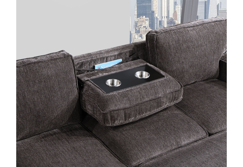 U0203 - Reversible Pull Out Fabric Sofa Bed - Dark Gray - alternate view 3
