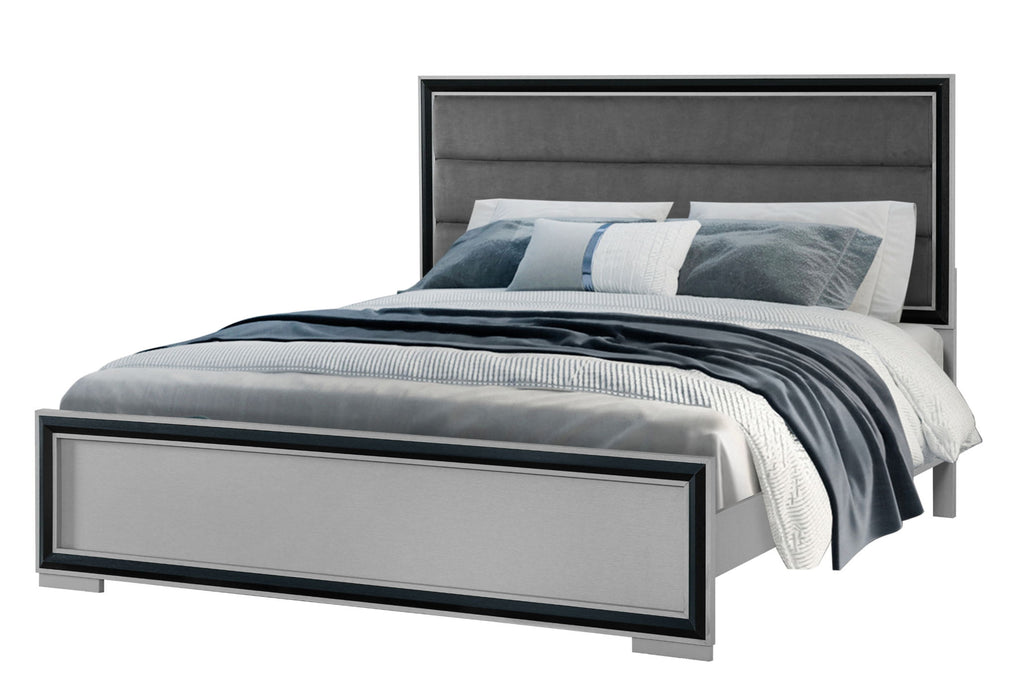 Amelia - 5 Piece Queen Bedroom Set With LED - Gray Black - alternate view 3
