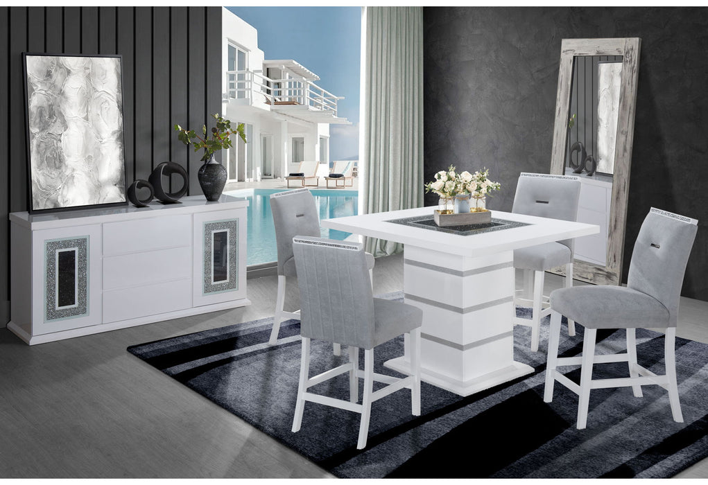 Monaco - 9 Piece Dining Room Set (Dining Table And 8 Dinning Chairs) - Gray / White - alternate view 2