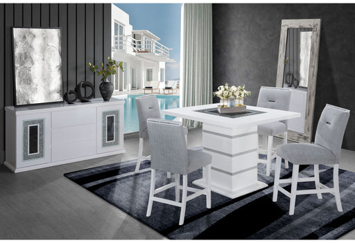 Monaco - 9 Piece Dining Room Set (Dining Table And 8 Dinning Chairs) - Gray / White - alternate view 2