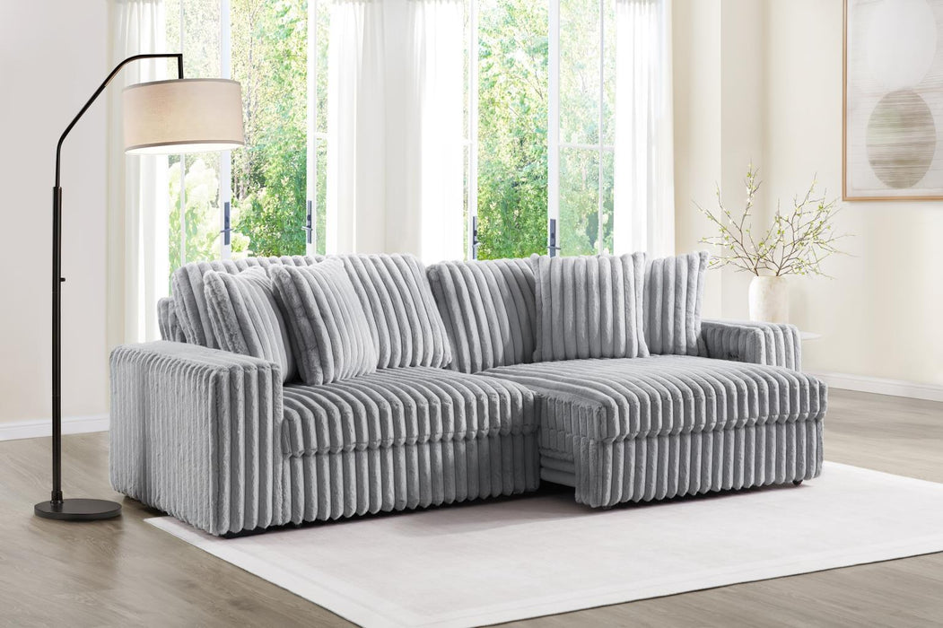 U309 - Corduroy Power 4 Seater Sofa - Gray - alternate view 3