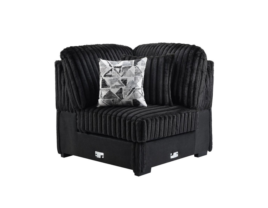 U259 - Corduroy Power Reclining 4 Piece Sectional With 2 Wireless Charger - Black - alternate view 4