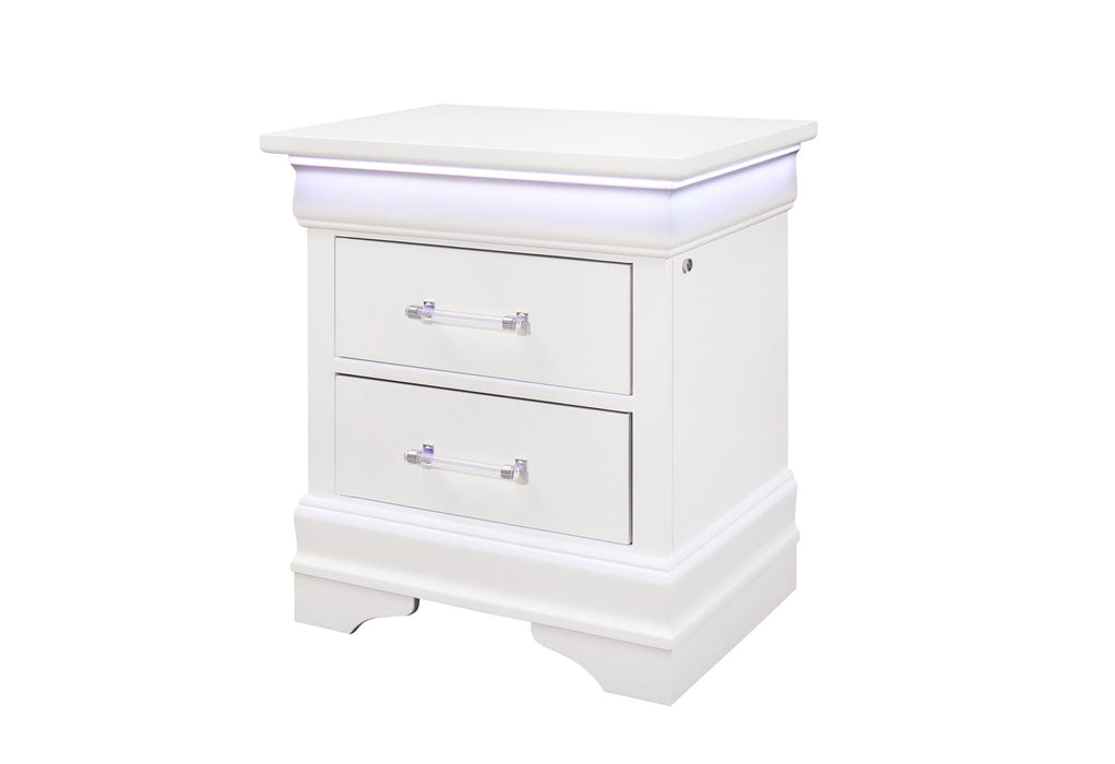 Charlie - Nightstand With LED - White - alternate view 3