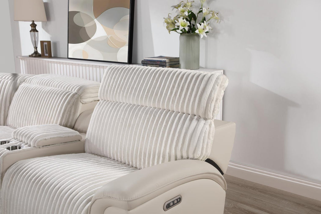 U14 - 6 Piece Power Reclining Sectional With Power Headrest - White - alternate view 3