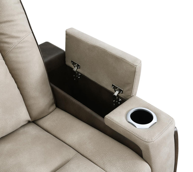 U78 - Power Reclining Loveseat With Power Headrest, Storage Arms / USB And Wireless Charger Chair - Sand / Brown - alternate view 4