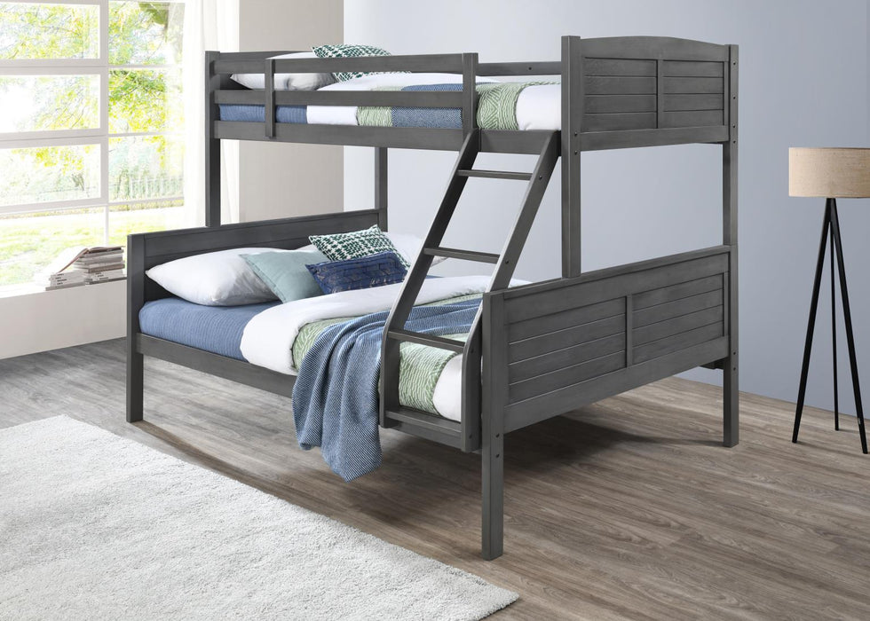 S093 - Twin / Full Bunk Bed - Antique Gray - alternate view 4
