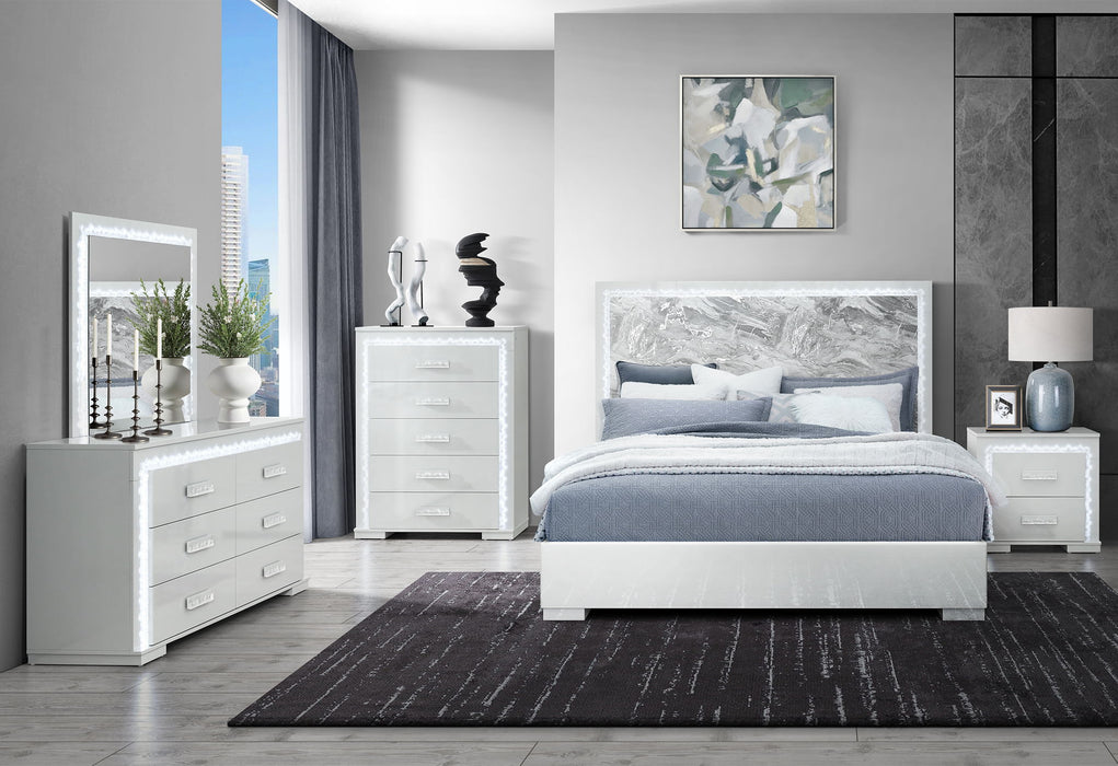 Naomi - King Bed With LED - Silver - alternate view 2