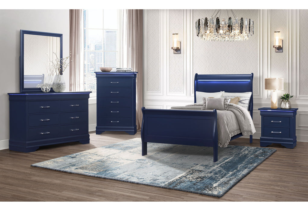Charlie - Twin Bed With LED - Blue - alternate view 3
