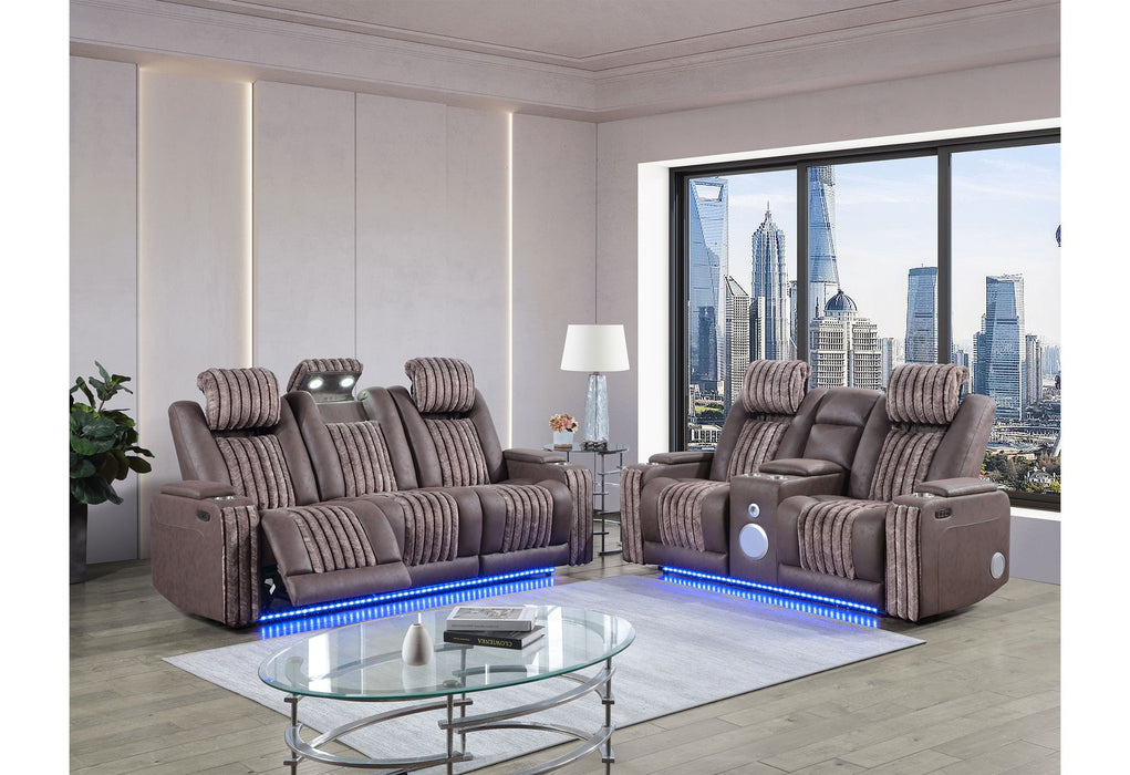 U8000 - 2 Piece Living Room Set (Power Console Reclining Loveseat, Power Reclining Sofa With Power Headrest) - Brown - alternate view 4