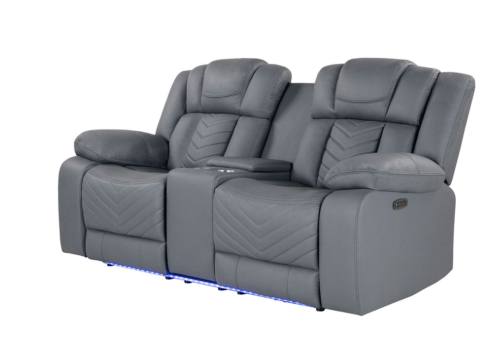 U7068 - 10 Power Console Reclining Loveseat With LED - Gray - alternate view 3
