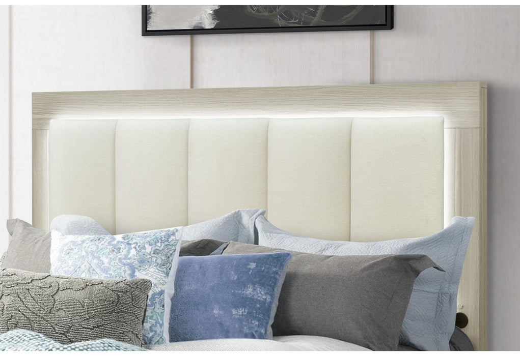 Emma - Queen Bed With LED And USB - Natural / White - alternate view 3