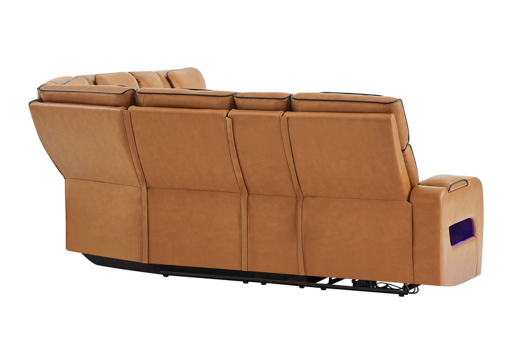 U8611 - Sectional With Power Headrest, Continuous LED And Speaker - Brown - alternate view 4