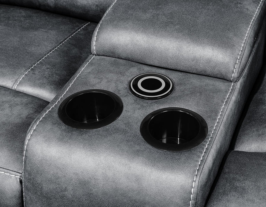 U121 - Motion Sofa With Dropdown Table - Gray - alternate view 3