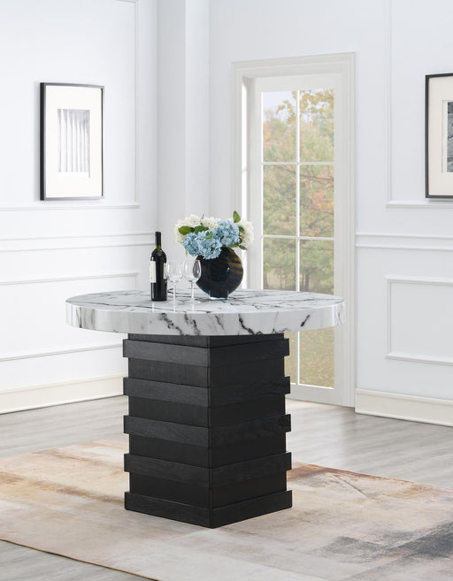 D141 - Round Counter Height Table - White / Black