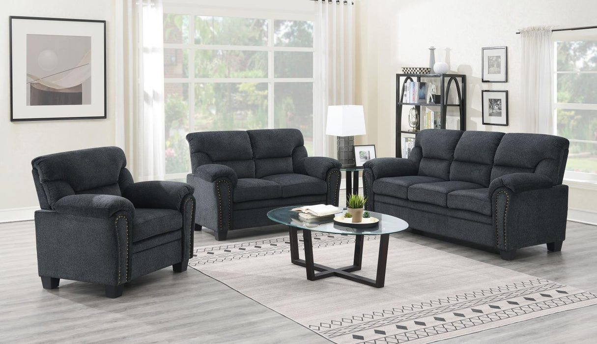 U453 - Chenille Sofa With Nailhead - Charcoal Chenille - alternate view 2