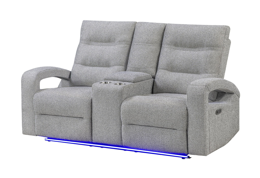 U6611 - Power Console Reclining Loveseat With LED - Dark Gray - alternate view 3
