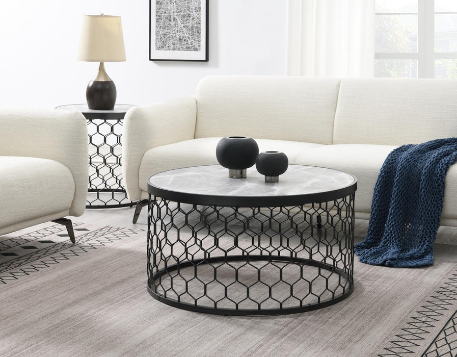 T155 - Coffee Table & 2 End Tables - Black / Silver Sparkle - alternate view 4