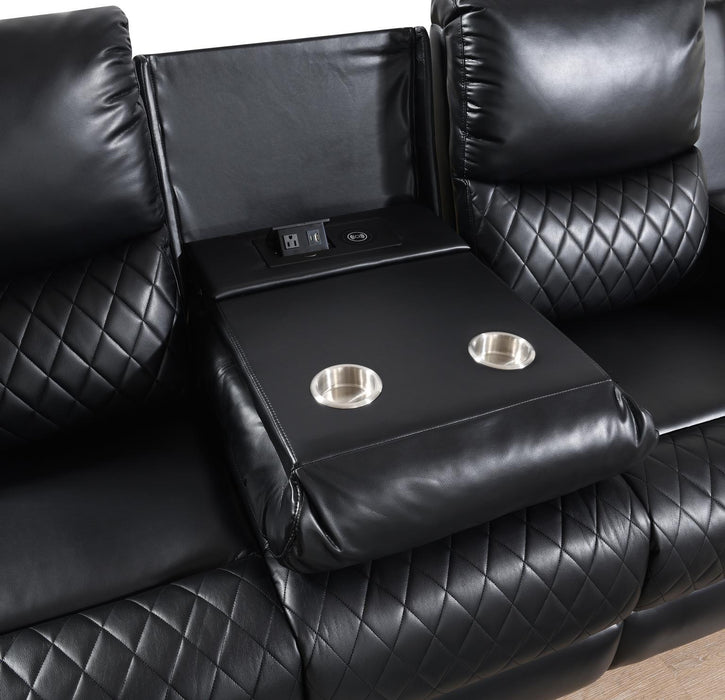 U126 - LED Motion Sofa With Dropdown Table - Black - alternate view 3