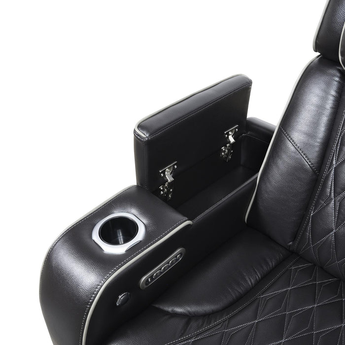 U70 - Power Reclining With Power Headrest, Massage, Heat, Ambient Lighting, Storage Arms / USB - Black - alternate view 4