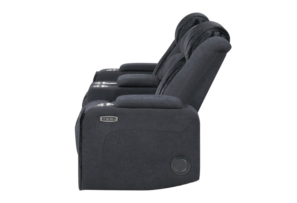 U8000 - Power Reclining Loveseat With Console, Power Headrest, LED Light, Bluetooth Speaker - Black - alternate view 4