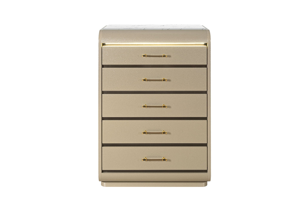Genesis - 5 Piece King Bedroom Set (Bed, Dresser & Mirror, Nightstand, Chest) - Gold - alternate view 3