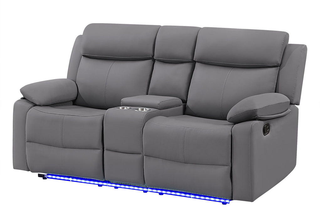 U6026 - 46A Console Reclining Loveseat With LED And Speaker - Gray - alternate view 2