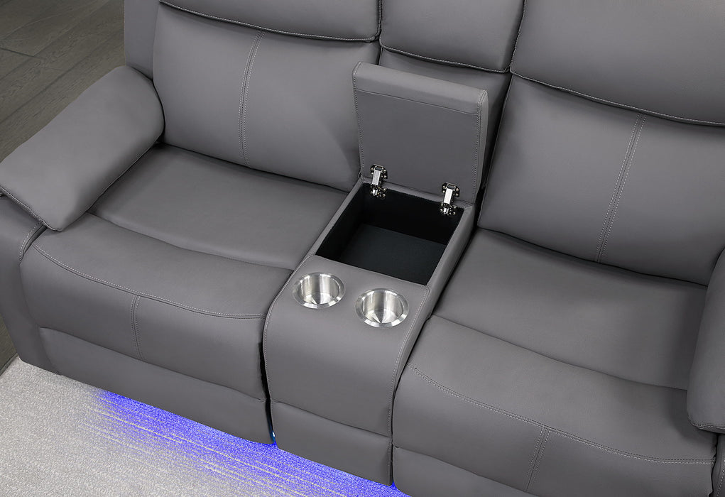U6026 - 3 Piece Living Room Set (46A Reclining Sofa, Console Reclining Loveseat With Speaker And Glider Recliner) - Gray - alternate view 3