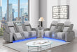 U8000 - 2 Piece Living Room Set (Power Console Reclining Loveseat With Power Headrest LED & Bluetooth Speaker, Power Reclining Sofa With Headrest DDT Table Reading Light & LED) - Gray - alternate view 3