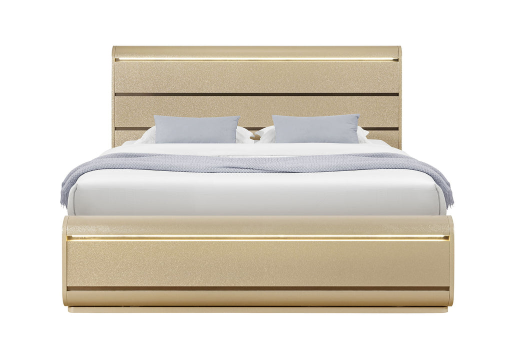Genesis - Full Bed With LED - Gold
