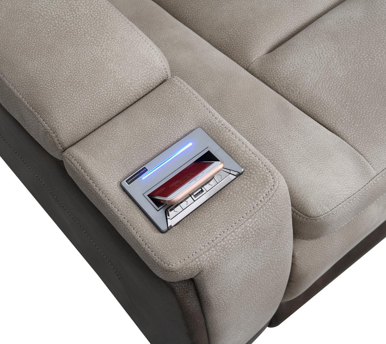 U78 - Power Reclining Chair With Power Headrest, Storage Arms / USB And Wireless Charger - Sand / Brown - alternate view 4