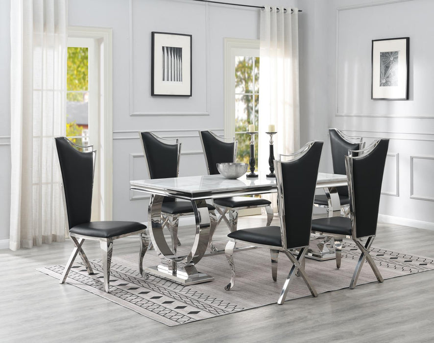 G-082-T-WHITE - Marble Dining Table - White - alternate view 4
