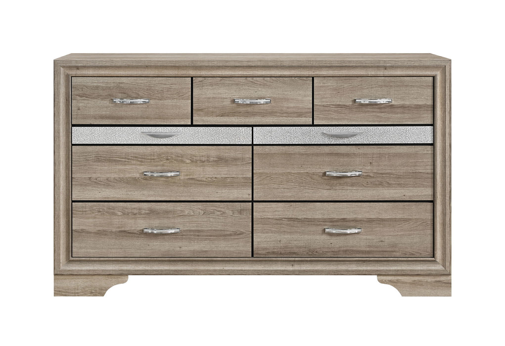 Seville - 5 Piece King Bedroom Set (Bed, Dresser & Mirror, Nightstand, Chest) - Brown / Natural - alternate view 4
