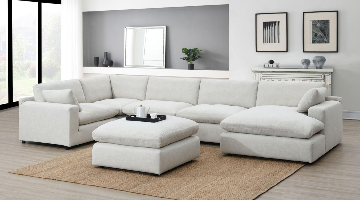 U246 - Linen Oversize Ottoman - White - alternate view 3