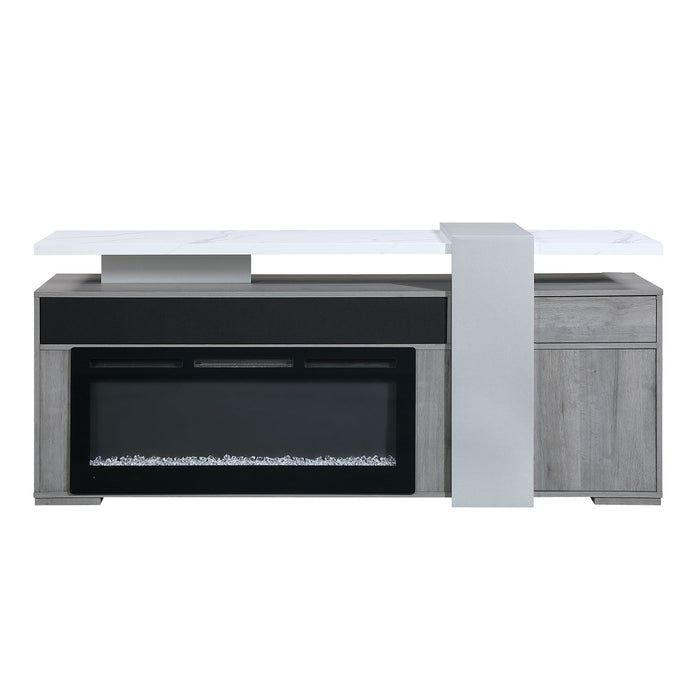 Zoro - 76" Entertainment Unit With Bluetooth Speaker - Dark Brown / White - alternate view 4