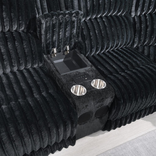U60 - Corduroy Power 3 Piece Sectional With Bluetooth Speaker, And Wireless Charger - Black - alternate view 2