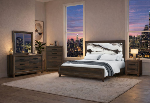 Harmony - 5 Piece Full Bedroom Set (Bed, Dresser & Mirror, Nightstand, Chest) - Dark Brown