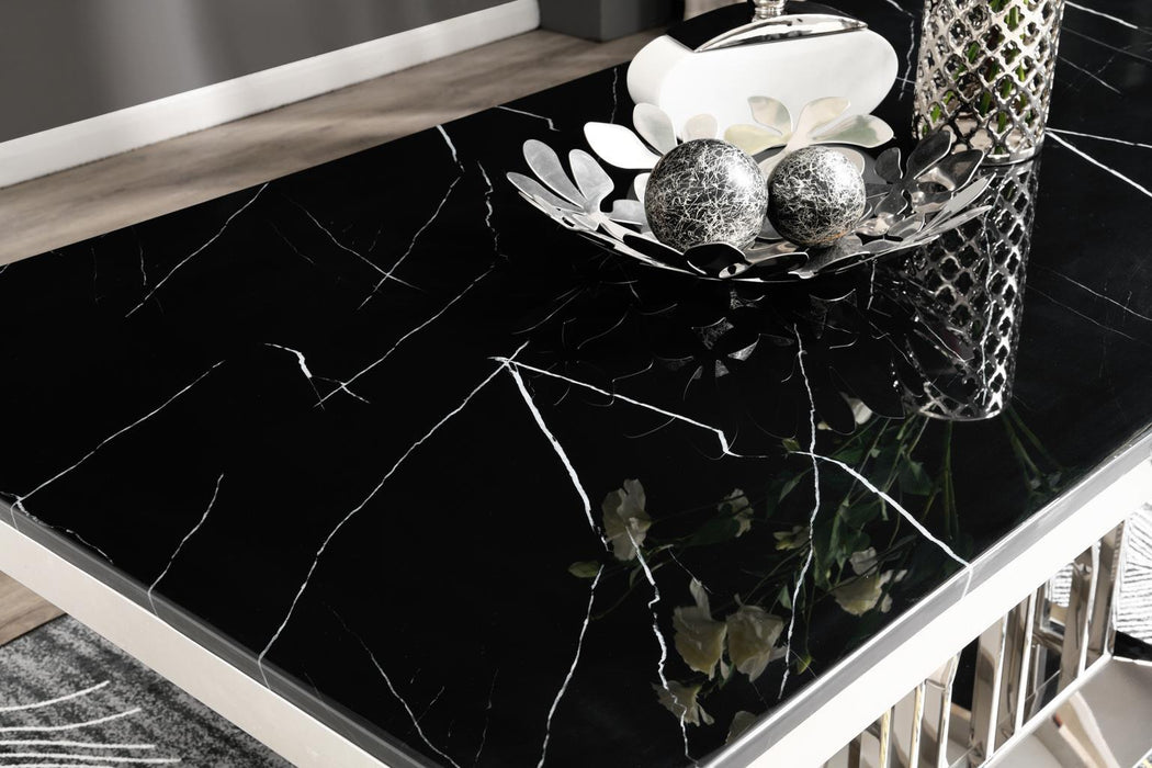 G-08-PARTS - Marble Rectangular Dining Table Top Only - Black - alternate view 2