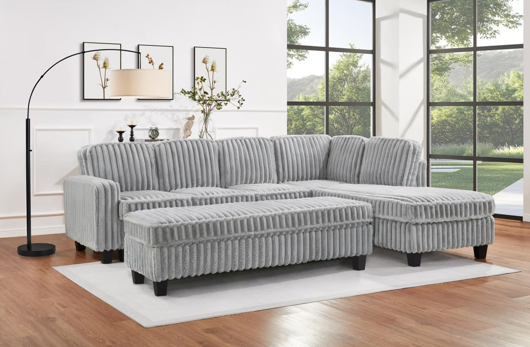 U321 - Corduroy Ottoman - Gray - alternate view 3