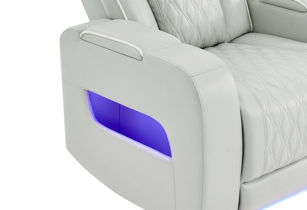 U8611 - 2 Piece Living Room Set (Power Reclining Sofa With Power Headrest And LED / Power Console Reclining Loveseat With Power Headrest, LED And Speaker) - Silver - alternate view 4