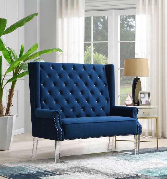 D2095 - High Back Velvet Wing Bench With Acrylic Legs - alternate view 3