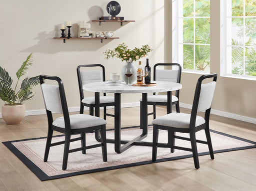 D180 - Melamin Round Dining Table - Black / White - alternate view 2