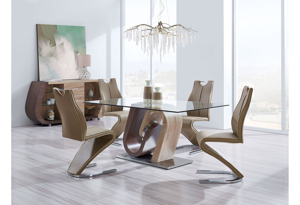 D4126 - Dining Table - Dark Brown / Oak / Silver - alternate view 4