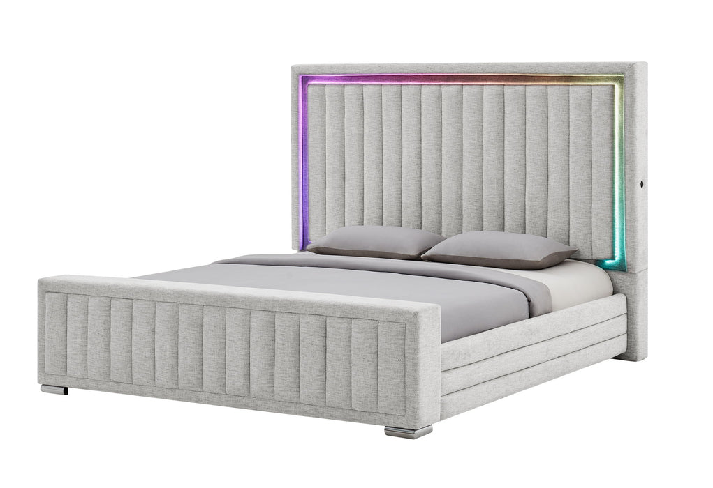 Elias - 5 Piece Queen Bedroom Set Regular Footboard- Light Gray / Natural / White - alternate view 3