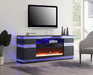 W035-TV - Fire Place TV Stand With Bluetooth Speaker, Multi Colors, RGB LED Light - Gray